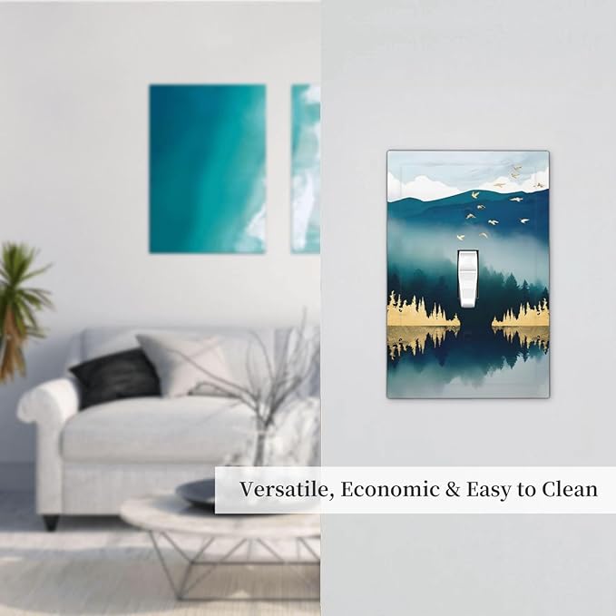Mountains Landscape Lake Bird Reflection Decorative Light Switch Cover 1 Gang Single Toggle Device Electrical Faceplate Switchplates Decorator Outlet Wall Plate for Bedroom Living Room Decor