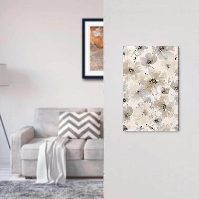 Light Switch Cover Plate Beige Flower Watercolor Flower 1 Gang No Device Blank Wall Plate Decorative Switch Plate Covers Electrical Outlet Cover for Bedroom Home Decor