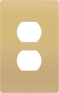TG Mid-Size Screwless Duplex Wall Plate, Child Safe Receptacle Outlet Cover, Medium Size 1-Gang 4.88" H x 3.11" L, Polycarbonate Thermoplastic, UL Listed, SP-MS1-GD, Gold (1 Pack)