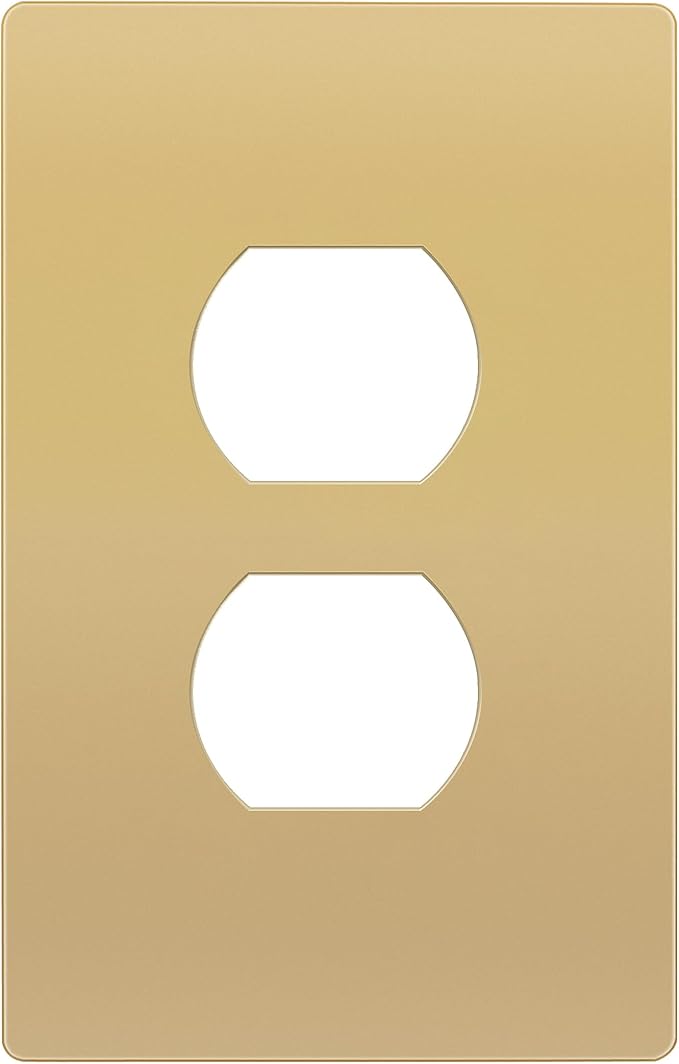 TG Mid-Size Screwless Duplex Wall Plate, Child Safe Receptacle Outlet Cover, Medium Size 1-Gang 4.88" H x 3.11" L, Polycarbonate Thermoplastic, UL Listed, SP-MS1-GD, Gold (1 Pack)