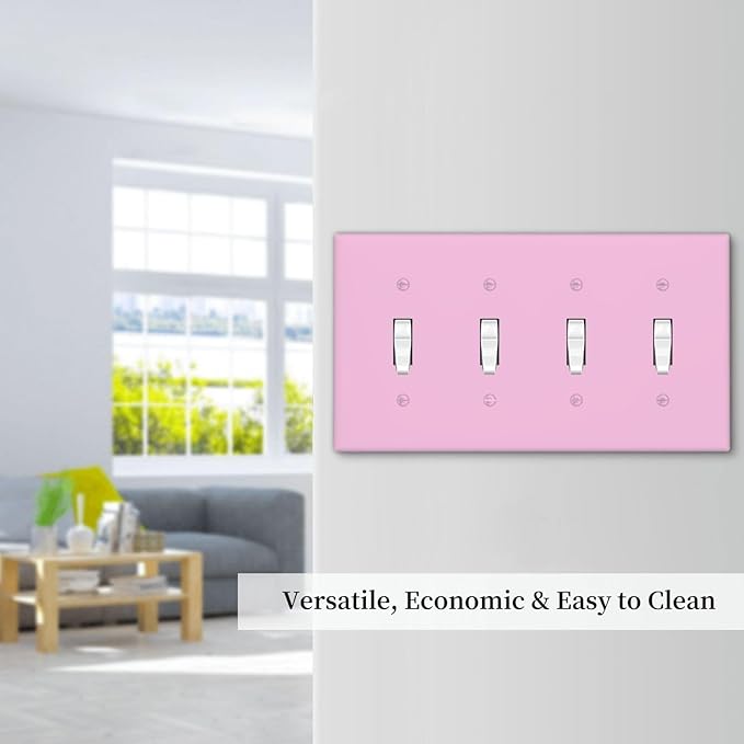 Purple 4 Gang Quad Toggle Light Switch Cover Decorative Electric Decorative Quadruple Device Switch Face Wall Plate Screwless