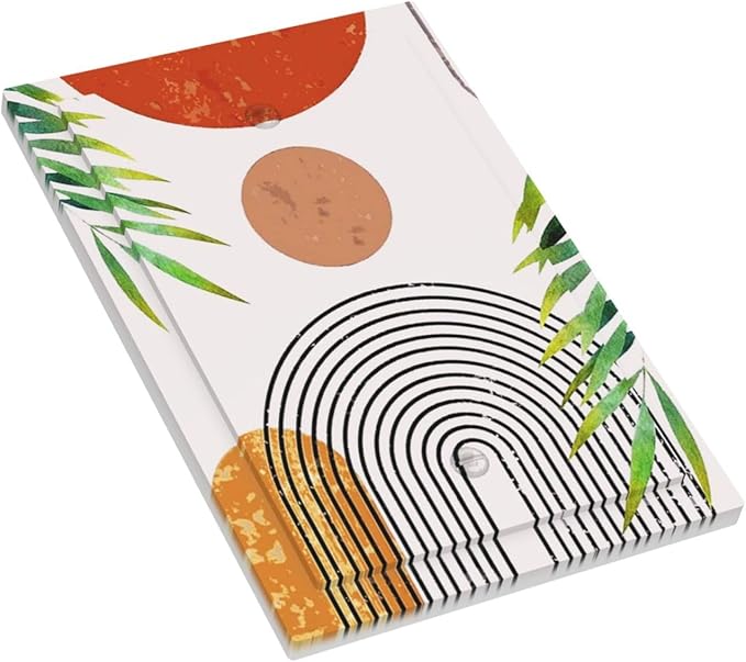 Orange Mid Century Bohemian Sun Decorative 1 Gang No Device Blank Wall Plate Modern Boho Abstract Arch Leaf Oversize Electric Unused Receptacle Decorator/Gfci Light Outlets/Switches Face Plate Cover
