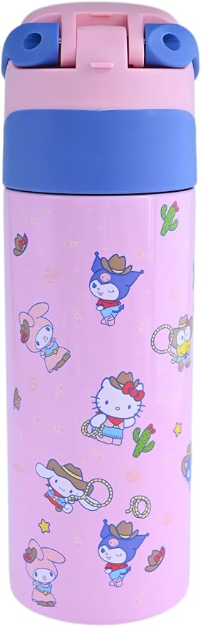 Hello Kitty & Friends All-Over Character Print Pink 24 Oz Stainless Steel Water Bottle