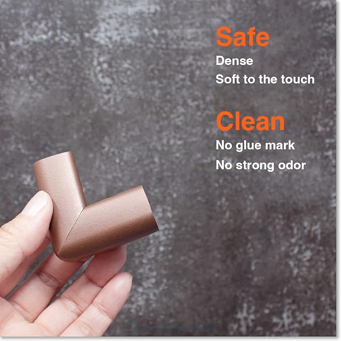 Roving Cove Slimfit Corner Protector for Baby Proofing (8 Small Corners), Soft Rubber Foam Furniture Corner Bumper Guards, 3M Adhesive Pre-Taped, Coffee Brown