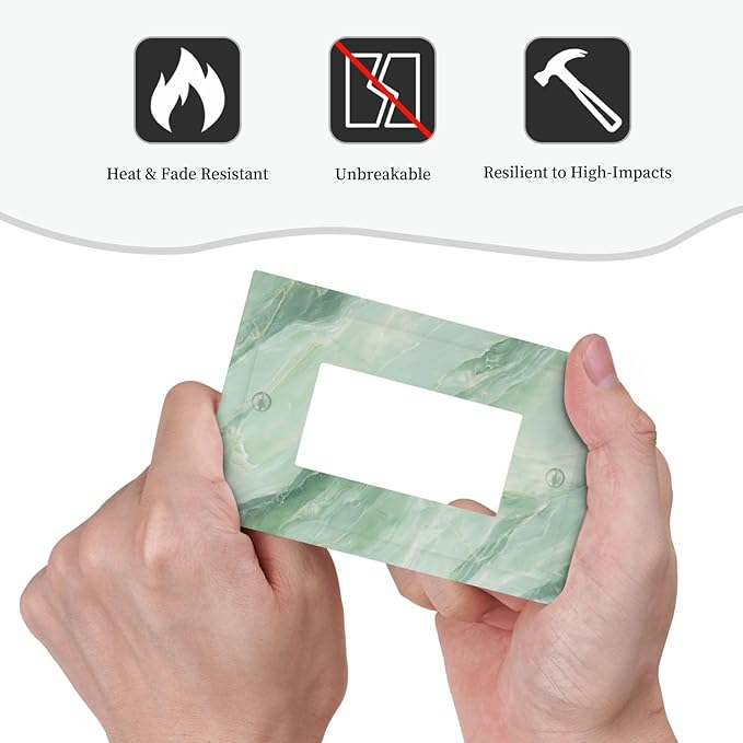 Decorative Outlet Covers Green Marble Pattern 1 Gang Single Rocker Light Switch Cover Plate GFCI Wall Plates Electrical Switch Plate Cover for Home Bedroom Decor