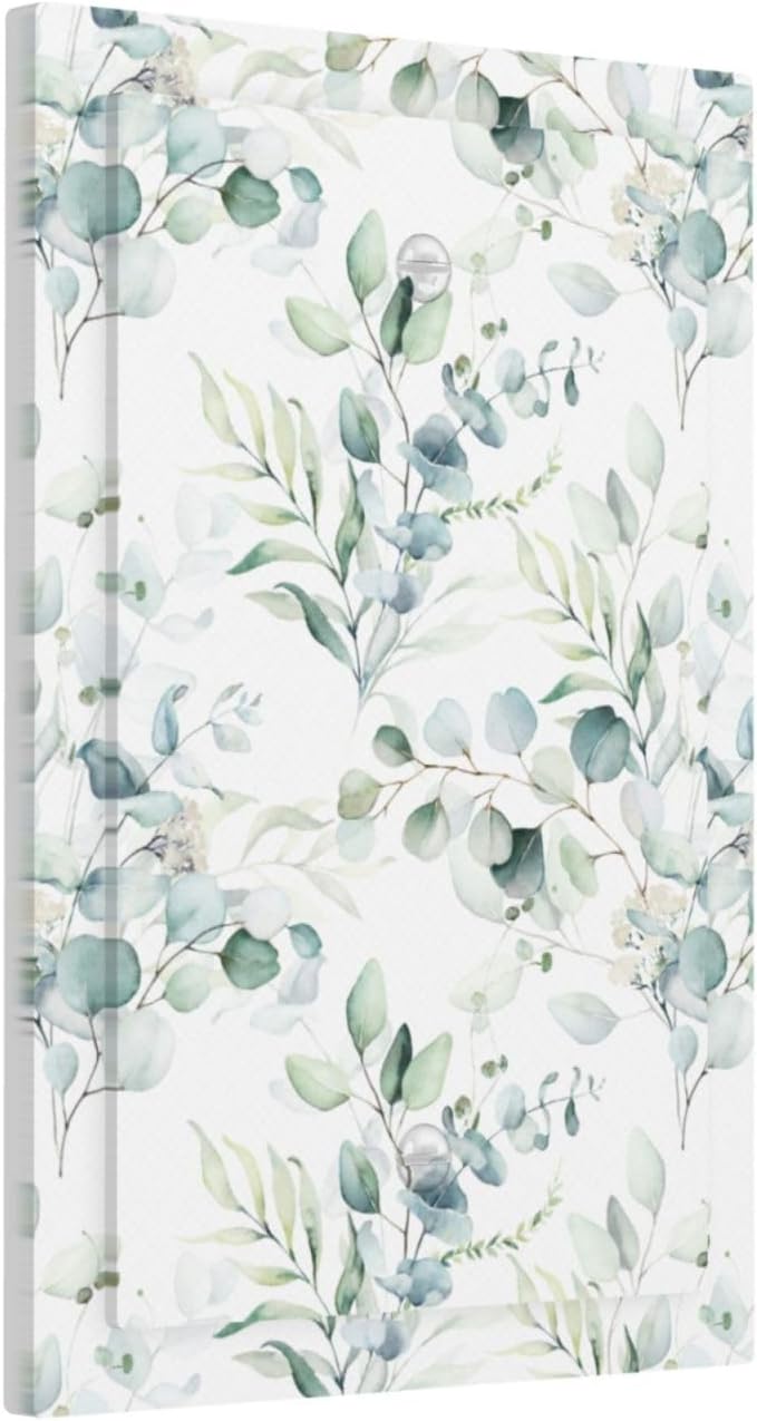 Sage Green Eucalyptus Leaves 1-Gang Blank Wallplate Jumbo Size Unused Outlet and Light Switch Cover Spring Plant Nature Herb Botanical Floral Decorative Switch Face Plate Cover