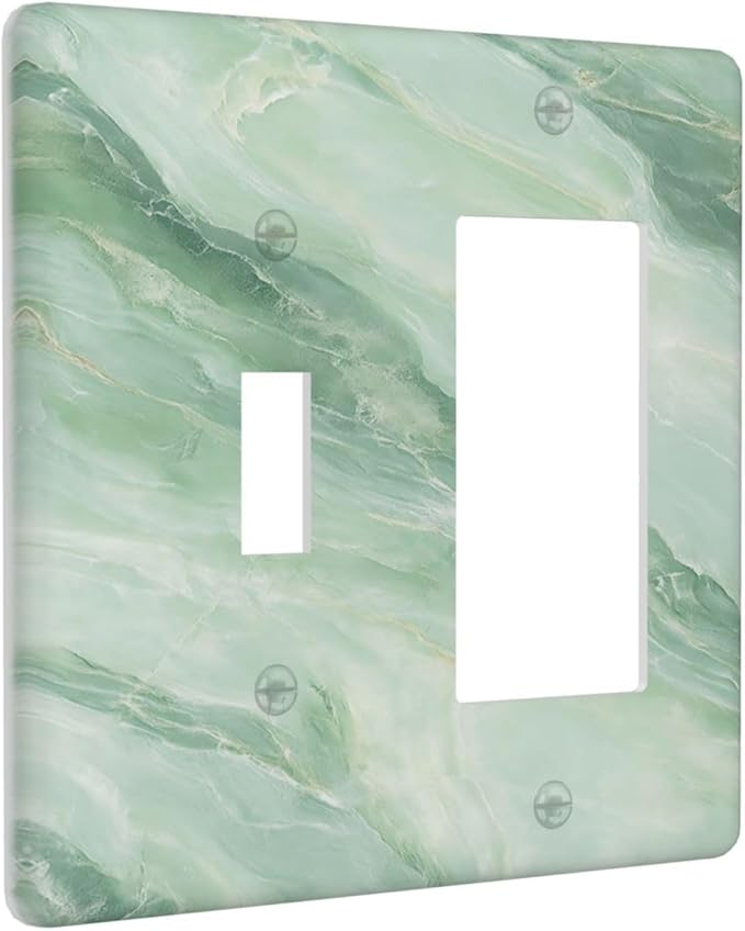 Outlet Covers Green Marble Pattern 1 Toggle 1 Rocker Combo Light Switch Cover Plate Decorative Switch Plate Covers Electrical Wall Plate for Home Bedroom Decor