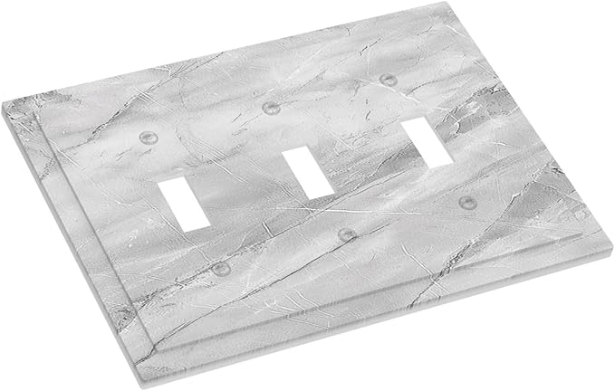 Decorative Light Switch Cover Plate Gray Marble Pattern 3 Gang Wall Plate Triple Toggle Switch Plate Covers Electrical Outlet Cover for Home Farmhouse Decor