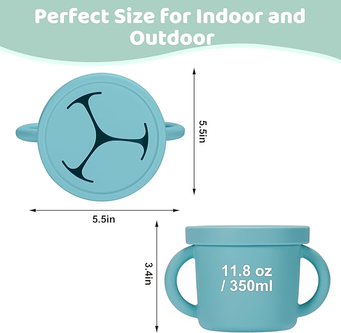 Snack Containers, Silicone Food Grade Silicone Cups, Toddler Snack Container Cups with Handles and Lid for Toddlers (Color 1)