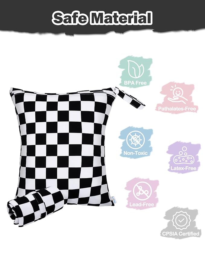 babygoal Waterproof Wet Dry Bag for Swimsuits,Travel, Food Storage, Stroller, Daycare, Baby Diapers, Yoga, Beach, Pool, Wet Clothes-Black Lattice
