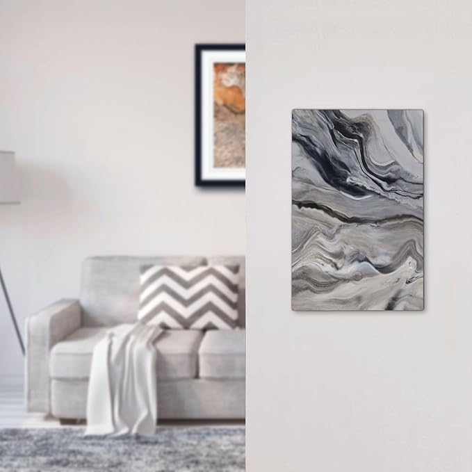 Grey And White Marble Abstract Art Print Light Switch Cover Plate 1 Gang No Device Blank Electrical Wall Plates Faceplate Decorative Switch Plate for Bathroom Kitchen Decor