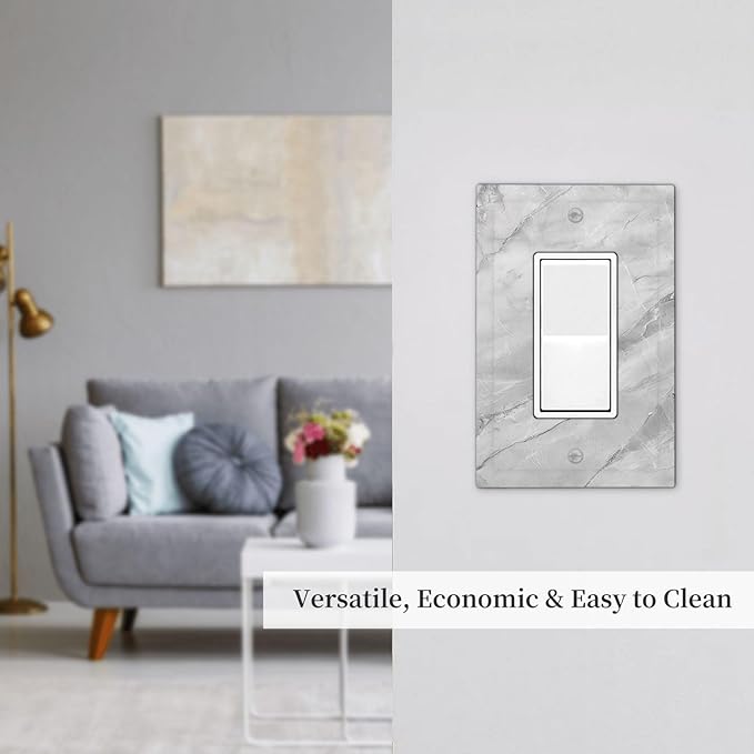 Decorative Outlet Covers Gray Marble Pattern 1 Gang Single Rocker Light Switch Cover Plate GFCI Wall Plates Electrical Switch Plate Cover for Home Farmhouse Decor