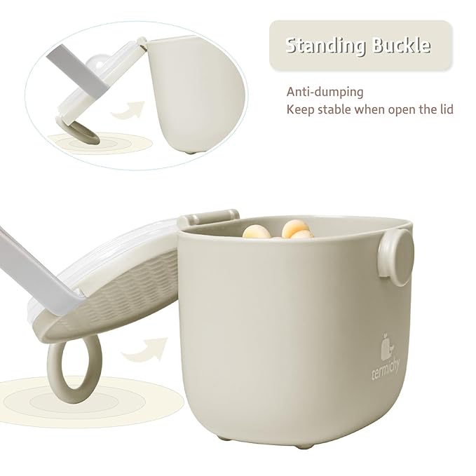 Termichy Baby Formula Dispenser, Portable Milk Powder Dispenser Container with Carry Handle and Scoop for Travel Outdoor Activities with Baby Infant, 8.8OZ, 0.55LB, 250g, 500ml(Full Khaki)