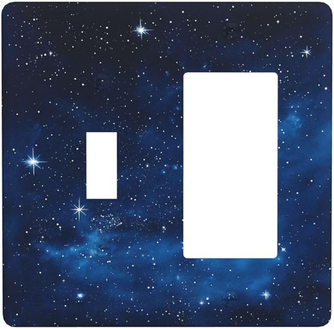 Light Switch Cover Plate Galaxy Starry Sky Universe Sparkle Stars 2 Gang Toggle Rocker Combo Wall Plates Decorative Switch Plates and Outlet Covers Socket Cover for Bathroom Bedroom Decor
