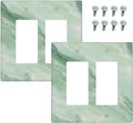 Outlet Covers Green Marble Luxury Abstract 1 Gang Duplex Light Switch Cover Plate Decorative Wall Plates Electrical Switchplate Receptacle for Bathroom Bedroom Decor（2 Pack）
