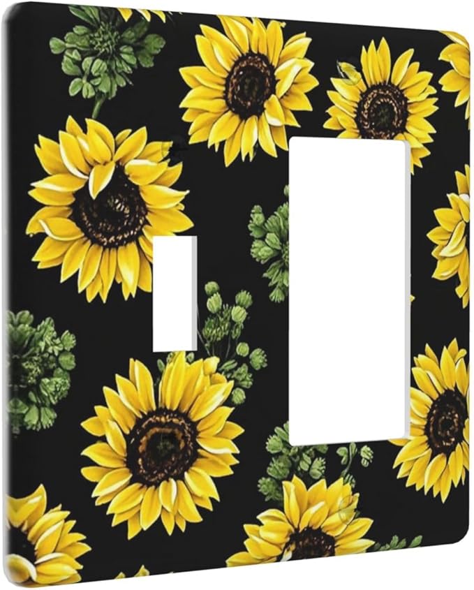 Outlet Covers Floral Sunflower Plants Flowers 1 Toggle 1 Rocker Combination Decorative Wall Plate Electrical Switch Plates Light Switch Cover Plate For Bed Room Farmhouse Decor