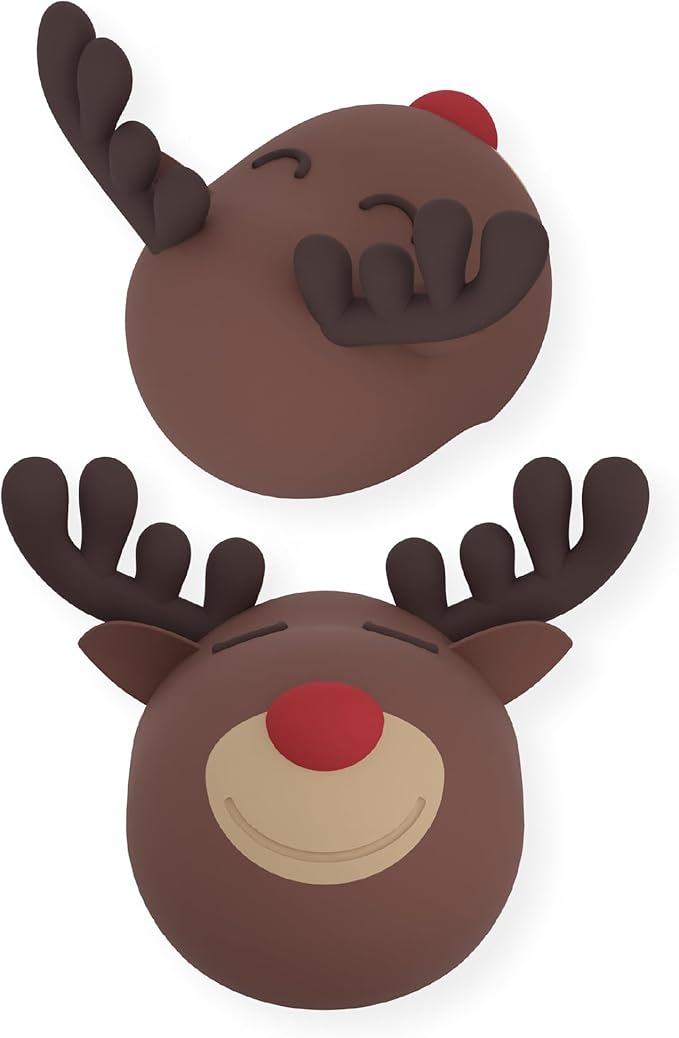 asobu Bestie Bottle Replacement Head For Insulated Stainless Steel Water Bottle, Detachable Soft Animal Head, Collectable Bottle Head for Fun Drinking For Kids, Reindeer