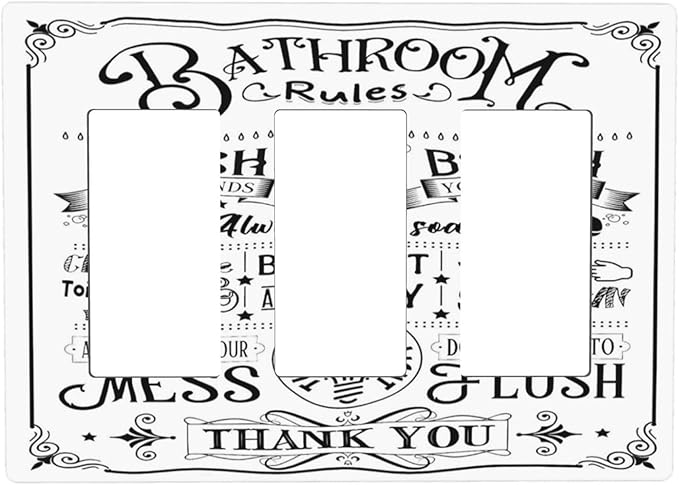 Bathroom Wash Inspirational Quote 3 Gang Triple Rocker/Decorator Light Switch Wall Plate Cover Decorative Gfci Electrical Faceplate Switchplate Room Decorate