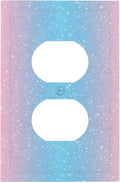 Pastel Galaxy Duplex Wall Plate - 1-Gang Standard US Size Pink & Blue Sparkle Outlet Covers, Dreamy Pastel Stars for Girls Room Decor