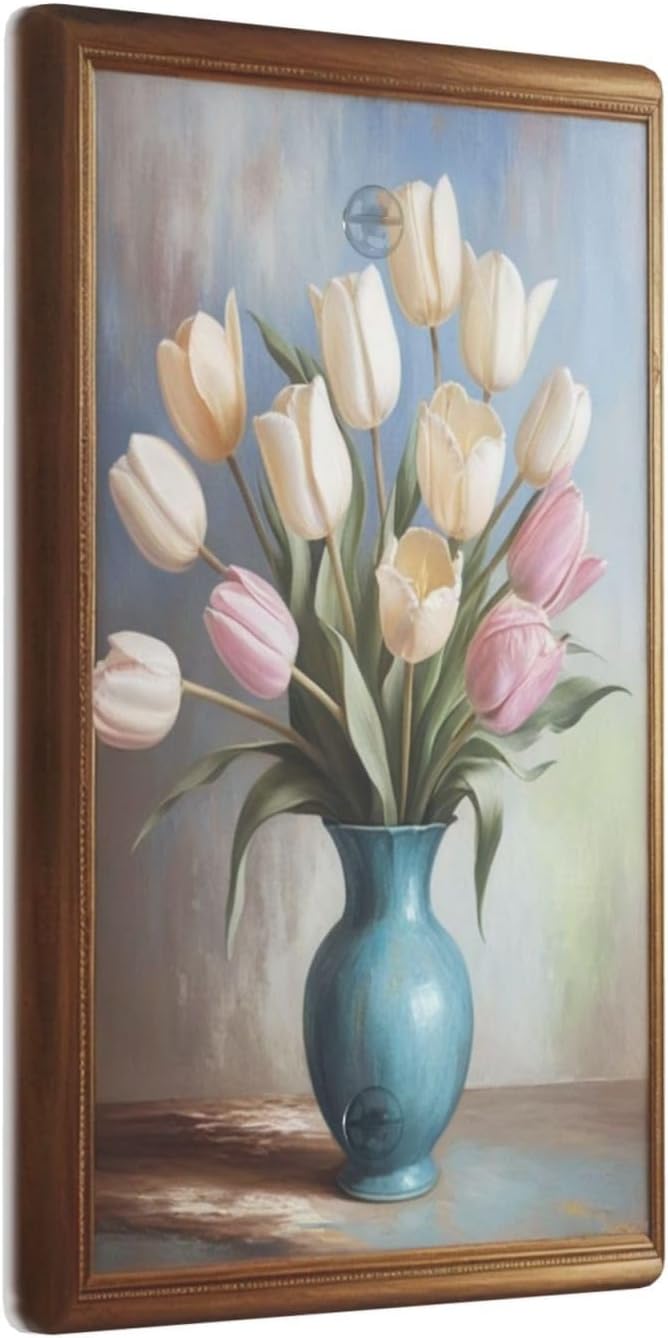 Decorative Art Light Switch Covers Tulips In Vase 1 Gang No Device Blank Switchplate Electrical Faceplate for Home Decor