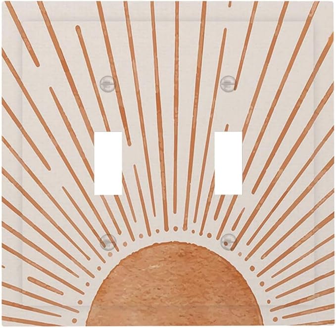 60s Orange Vinrage Boho Sun 2 Gang Double Toggle Outlet Light Switch Cover Wall Plate Electrical Faceplate Decorative Dual Device Switchplate