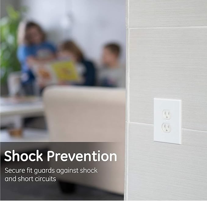 Power Gear Child Safety Electrical Outlet Covers, 8 Pack, Tamper‑Resistant Plug Protectors for Standard Wall Outlets, Baby‑Proof & Child‑Proof Safety Caps, Clear, 50271