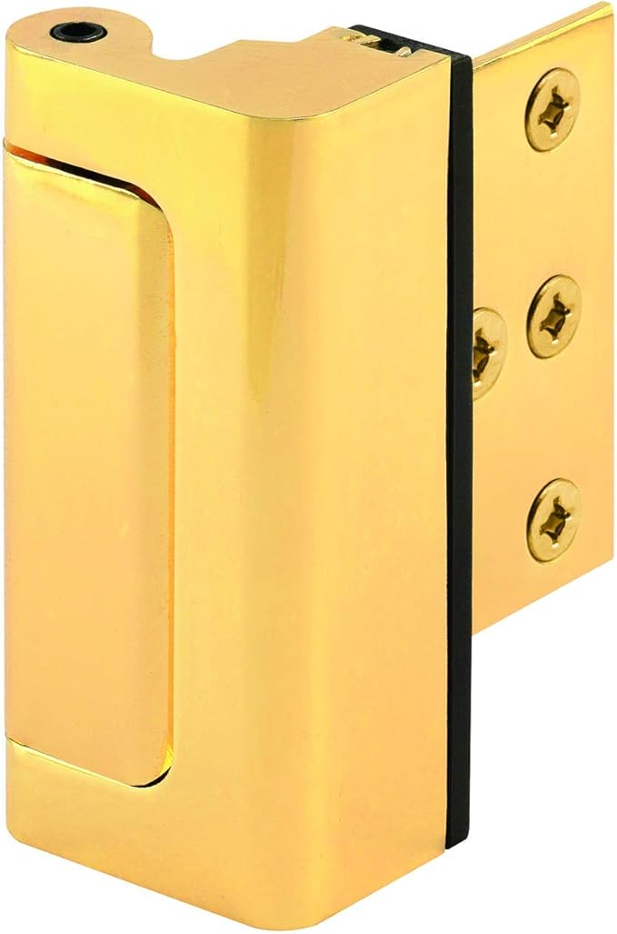 Prime-Line U 11442 Door Reinforcement Lock – Add Extra, High Security to your Home and Prevent Unauthorized Entry – 3” Stop, Aluminum Construction, Polished Brass (Single Pack)