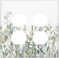 Wildflower Garden Rustic Green Leaf Floral Outlet Covers 2 Gang Double Duplex Decorative Light Switch Covers Electrical Wallplates Socket Faceplate for Bed Room Living Room Decor