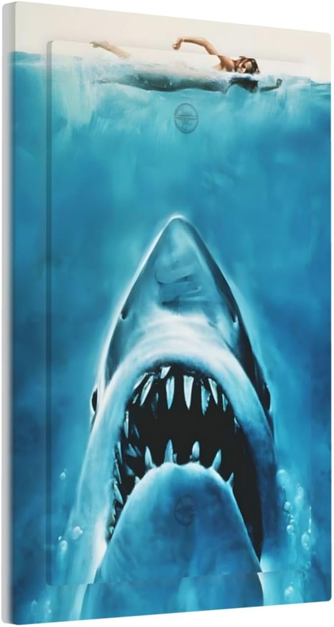 Swimming Woman Funny Shark Blue Ocean Light Switch Cover Plate 1 Gang No Device Blank Electrical Wall Plates Faceplate Decorative Switch Plate Covers for Kids Room Bedroom Decor
