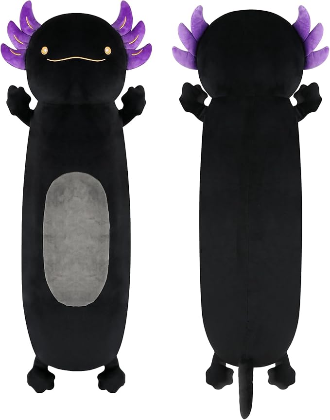 Dalmao 22inch Black Axolotl Stuffed Animal, Soft Long Pillow Doll Cute Axolotl Plush Body Pillow Plushies Toy Gift for Kids, Boys Birthday