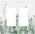 Watercolor Green Leaf Rustic Plant Eucalyptus Flowers Decorative Outlet Covers 2 Gang Double GFCI Rocker Electrical Wall Panels Light Switch Cover Plate for Bed Room Living Room Decor
