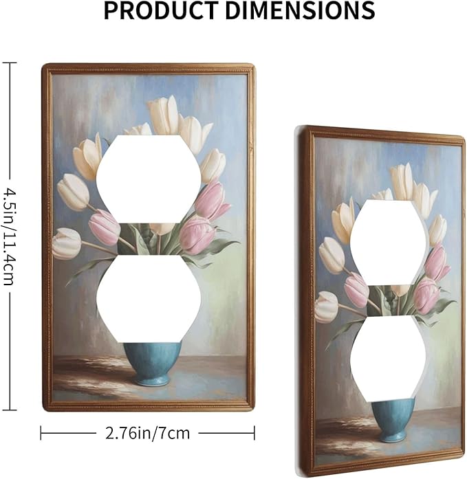 Decorative Art Light Switch Covers Tulips In Vase Walk 1 Gang Single Duplex Outlet Wall Plate Switchplate Electrical Faceplate for Home Decor