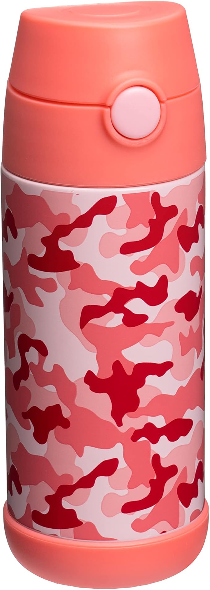 Snug Insulated Kids Water Bottle with Straw & Spout – Double-Wall Stainless Steel, Leakproof, Easy-Flip Lid – For School, Travel, Toddlers & Big Kids - Pink Camo, 12oz