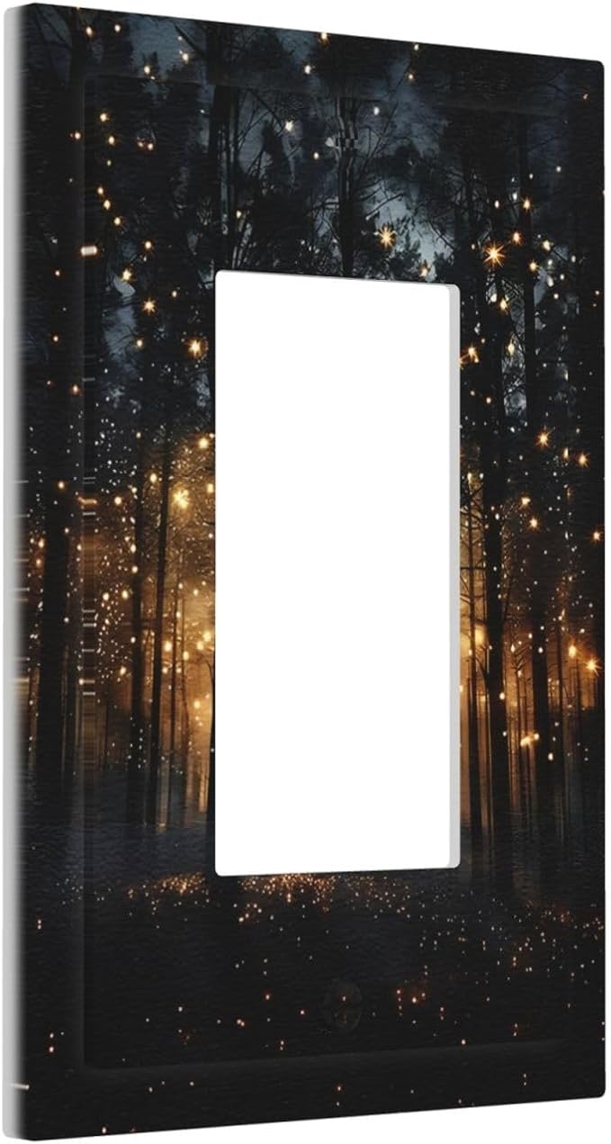 Whimsical Nature Enchanted Forest Landscape Decorative Outlet Covers 1 Gang Single Rocker Light Switch Cover Plate Wall Plates GFCI Faceplate for Bedroom Living Room Decor