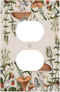 Boho Mushroom Forest Plants Wildflowers Insects Outlet Covers 1 Gang Duplex Light Switch Cover Decorative Switch Plates Electrical Receptacle Faceplate Wall Plate for Kids Room Home Decor