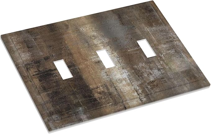 Light Switch Cover Plate Tan Brown Rustic Abstract Wood Vintage Wooden 3 Gang Triple Toggle Decorative Switch Plates Wall Plates Electrical Switchplate Faceplate for Farmhouse Home Decor