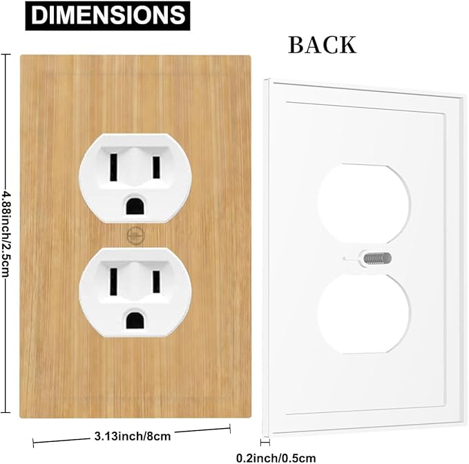 Rustic Woodgrain Duplex Wall Plate - 1-Gang Standard US Size Minimalist Farmhouse Wooden Outlet Covers for Home Decor