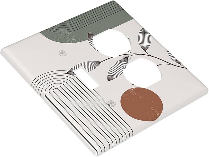 Wallplates Sage Green Boho Nature Art Minimalist Geometric Plant 1 Toggle 1 Duplex Switch Plate Electrical GFCI Faceplate Decorative Light Switch Covers for Bedroom living Room Decor