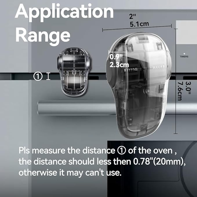 EUDEMON Child Safety Heat-Resistant Oven Door Lock, Oven Front Lock for Kids Easy to Install, Use Adhesive,No Screws or Drill (1 Pack,Clear-Black)(ONLY for Flat Surface)