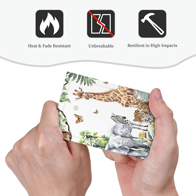 Elephant Giraffe Jungle Animals Leopard Zoo Light Switch Cover Plate 1 Gang No Device Blank Electrical Wall Plates Faceplate Decorative Switch Plate Covers for Kids Room Nursery Decor