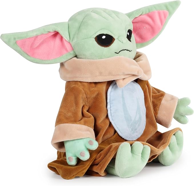 Jay Franco Plush Pillow Buddy - Large Kids Ultra-Soft Stuffed Plushie & Cozy Pillow, Official Licensed Star Wars, 15 Inches, Multi - The Mandalorian Grogu