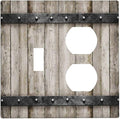 Vintage Retro Western Barn Cabin Wood 2 Gang 1 Toggle/Duplex Combo Outlet Light Switch Cover Wall Plate Electrical Faceplate Decorative Dual Device Switchplate