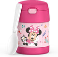 THERMOS FUNTAINER Insulated Food Jar, 10 Ounce, Kid Friendly Food Jar with Foldable Spoon, Preschool Minnie