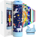 Elemental Iconic Kids Water Bottle for School - 100% Leak-Proof Insulated Water Bottles with Straw Lid & Pop-It Handle for Boys & Girls - Triple-Wall Insulated & BPA-Free, 20oz – Unicorn