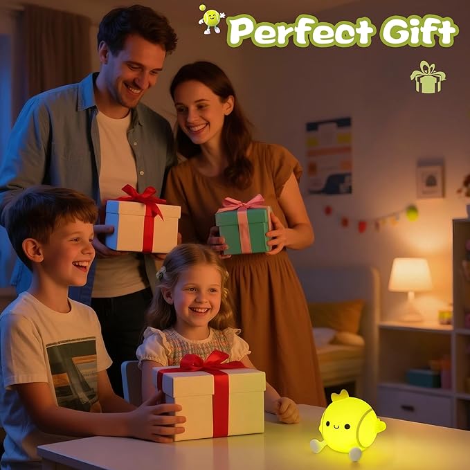 CoolGift Mart Tennis Gifts, Cute Tennis Ball Silicone Night Light, Touch Control & Timer, Suitable for Breastfeeding Reading Working Sleep for Baby Kids Teens Adults Tennis Lovers