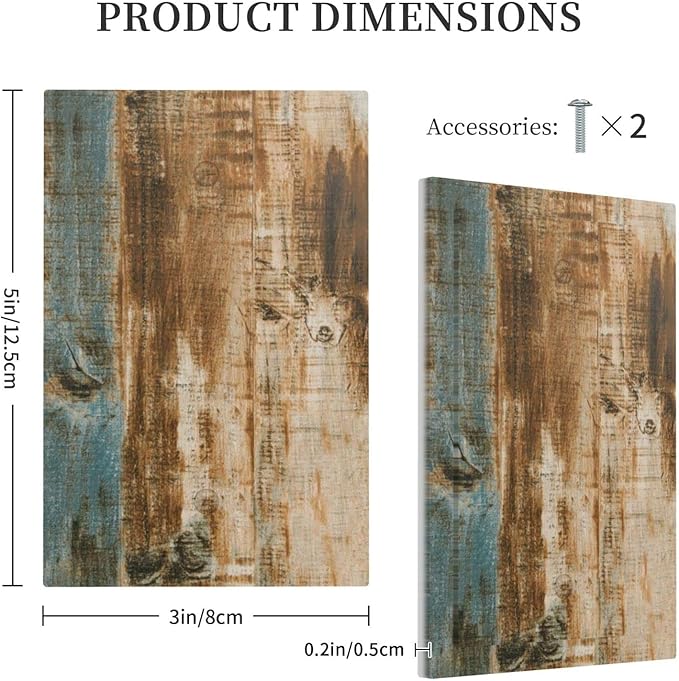 Rustic Barn Door Farmhouse Western Brown Wood Light Switch Cover No Device Wall plate Decorative 1 Gang Blank Switchplate Electrical Faceplate for Teen Kids Boys Bathroom Bedroom Home Decor 5" x 3