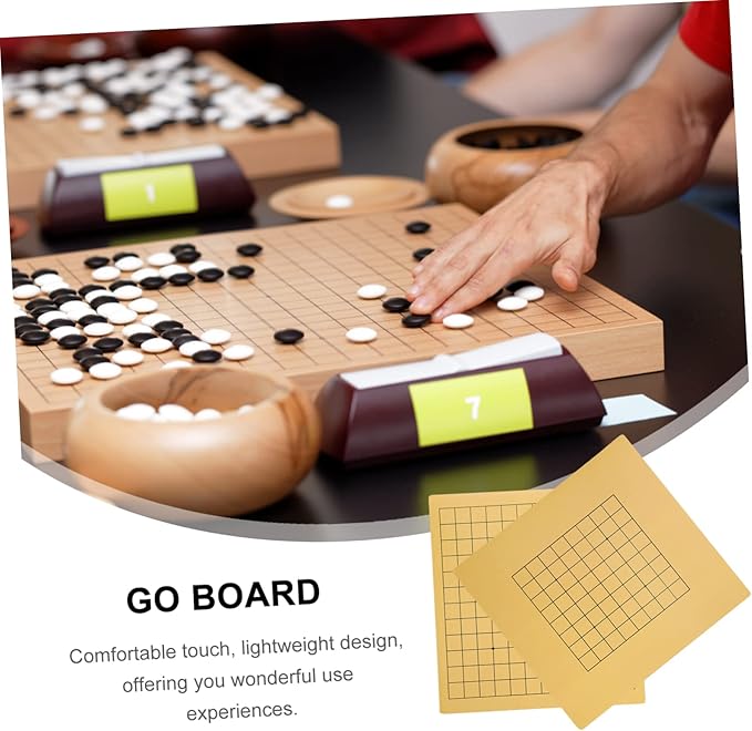 KICHOUSE 2Pcs Portable Wooden Go Chess Board Double Sided Educational Chessboard Lightweight Folding Design for Easy Travel Craftsmanship for Endless Fun