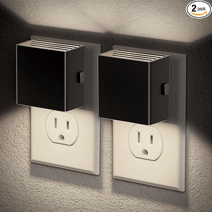 JandCase Night Light, Automatic Night Lights Plug into Wall, 2 Pack Modern Night Lights with Auto Light Sensor, 5000K Brightness Adjustable Nightlight for Kids Bathroom Hallway Kitchen Bedroom Decor
