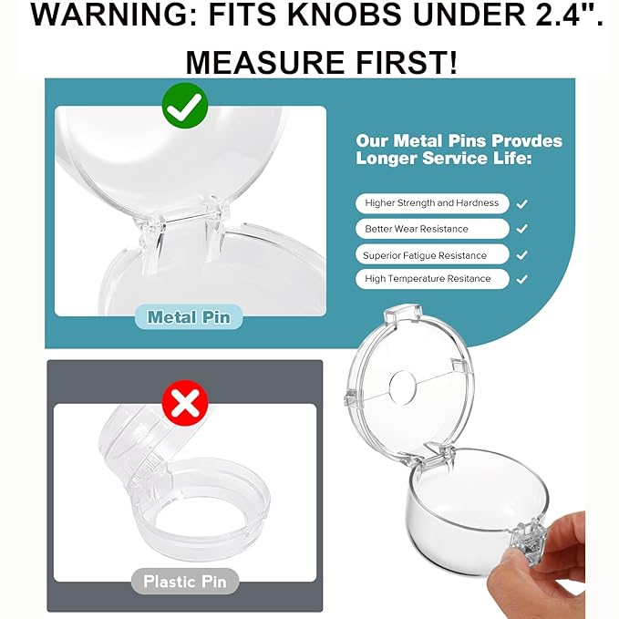 Stove Knob Safety Covers, for Knob Diameter Less Than 2.4", Press Gas Stove Knob Locks, Unlock with Two-Finger, Oven Knob Covers for Child Safety, Clear, Pack of 5