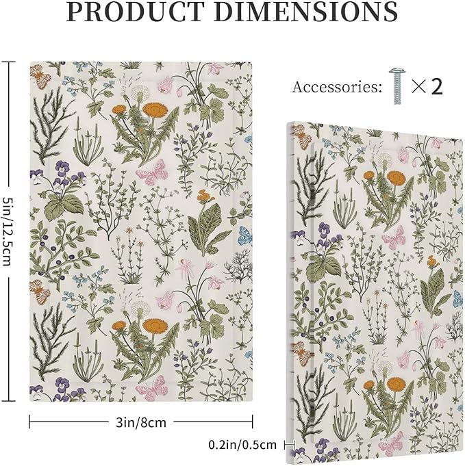 Light Switch Cover Boho Floral Vintage Flowers Plants Wall Plate Cover 1 Gang Blank No Device Decorative Outlet Covers Electrical Switchplate for Bathroom Bedroom Decor